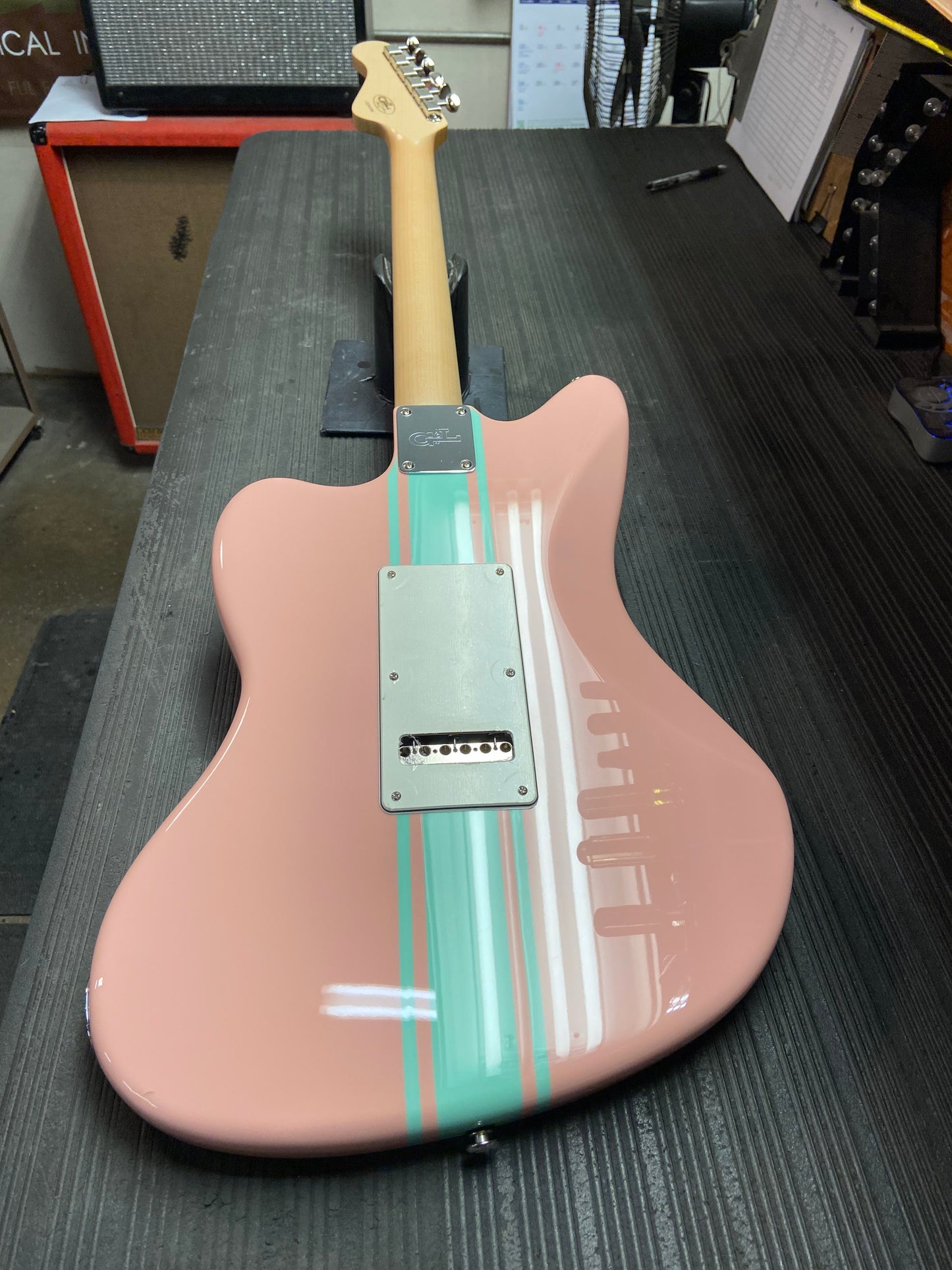 B-Stock Instruments - Custom Shop Doheny  - Shell Pink w/Surf Green Stripe - RW